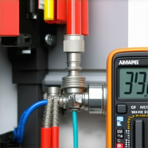 A technician using a multimeter to check the continuity of a dishwasher water inlet valve.