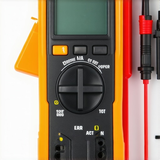 A person using a multimeter to check the resistance of a dishwasher soap dispenser motor to diagnose why the pod door won't open.