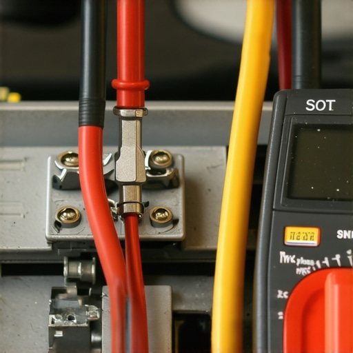 A person using a multimeter to check the resistance of an oven bake element to see if it is faulty.