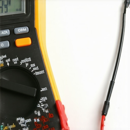 Testing an oven temperature sensor with a multimeter Technician using a multimeter to diagnose a faulty oven temperature sensor probe
