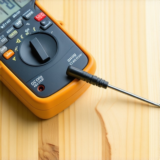Digital multimeter measuring the resistance of an oven temperature sensor probe