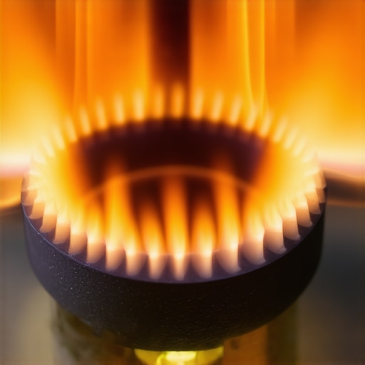 A glowing orange gas oven igniter during a diagnostic test to check for proper amperage draw.