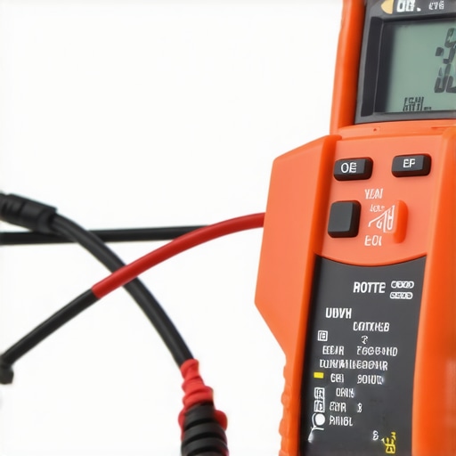Technician using a multimeter to test a dishwasher heating element for continuity.