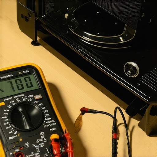 A digital multimeter being used to test the continuity of an oven heating element.