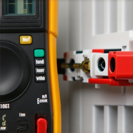 Digital multimeter testing a dishwasher heating element for resistance and continuity