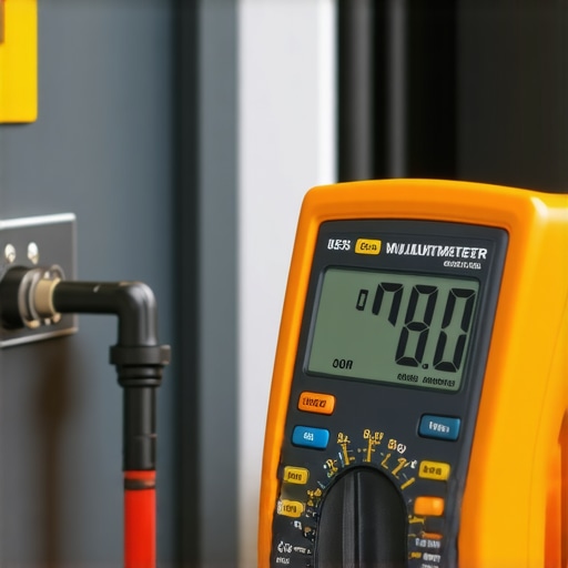 Close up of a multimeter testing an oven part