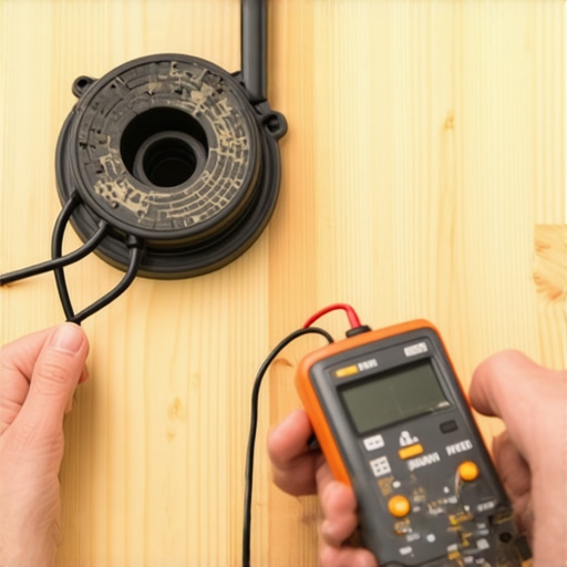 Close-up of a multimeter testing an oven bake element for continuity.