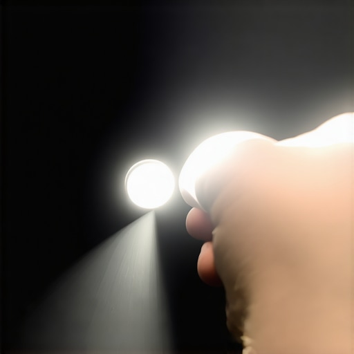 Close-up of an LED flashlight beam revealing a microscopic crack in an oven heating element.