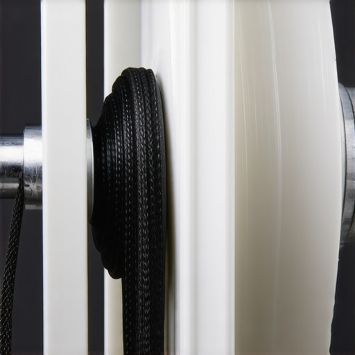 Close up of a damaged dishwasher pulley showing mechanical wear and cable fraying