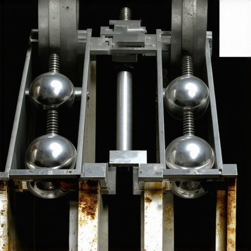 Close up of damaged ball bearings in an oven rack slide showing thermal fatigue